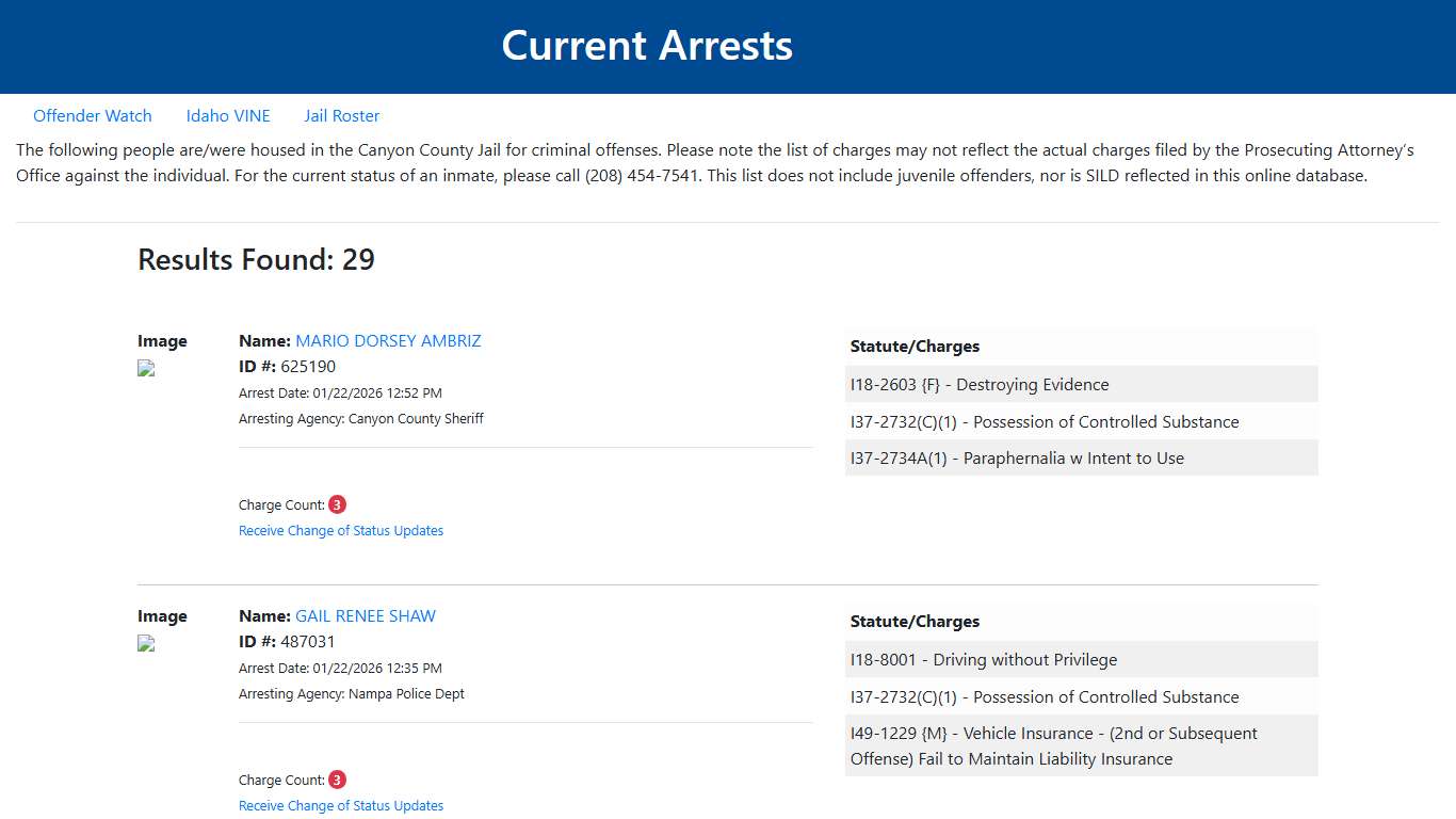 Current Arrests